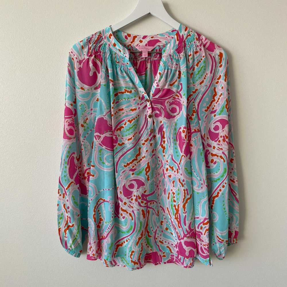 Lilly Pulitzer Elsa Jellies Be Jammin Small Silk Top